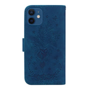 Custodia per telefono in pelle goffrata farfalla rosa, For iPhone 12 / 12 Pro, For iPhone 12 mini, For iPhone 12 Pro Max, For iPhone SE 2022 / SE 2020 / 8 / 7