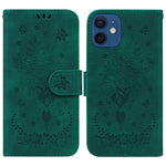 Custodia portafoglio in pelle con farfalla per iPhone SE e 12
