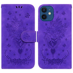 Custodia portafoglio in pelle con farfalla per iPhone SE e 12