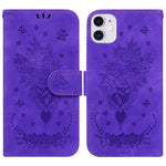 Custodia portafoglio in pelle goffrata rosa per iPhone 11 e 13 Pr