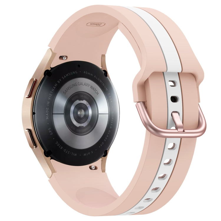 Per Samsung Galaxy Watch4 40 / 44mm / Watch4 Classic 42 / 46mm Cinturino in silicone bicolore a tre strisce verticali