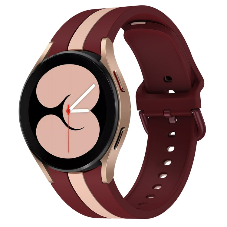 Per Samsung Galaxy Watch4 40 / 44mm / Watch4 Classic 42 / 46mm Cinturino in silicone bicolore a tre strisce verticali