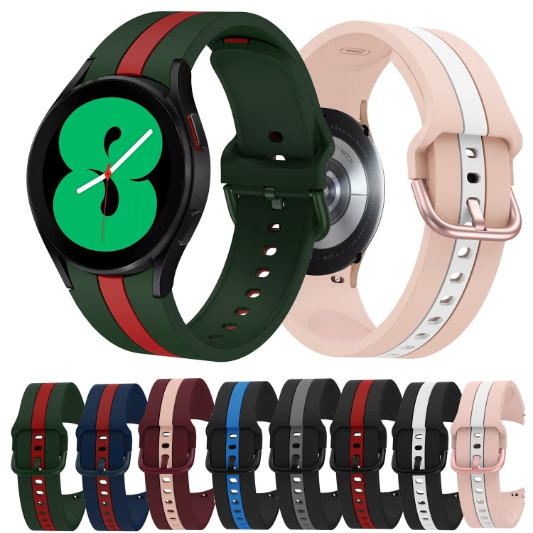 Per Samsung Galaxy Watch4 40 / 44mm / Watch4 Classic 42 / 46mm Cinturino in silicone bicolore a tre strisce verticali