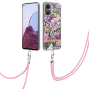 Custodia per telefono in TPU serie Flowers con cordino, For OnePlus N20 5G, For OPPO Realme 9 Pro+ 5G, For OPPO Realme 9 Pro 5G, For OPPO Realme 9i/A36/A96 4G