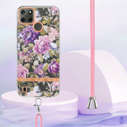 Custodia per telefono in TPU serie Flowers con cordino, For OPPO Realme C21Y, For Xiaomi Redmi Note 11s, For Samsung Galaxy A13, For Samsung Galaxy A23