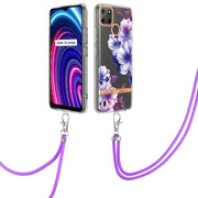 Custodia per telefono in TPU serie Flowers con cordino, For OPPO Realme C21Y, For Xiaomi Redmi Note 11s, For Samsung Galaxy A13, For Samsung Galaxy A23