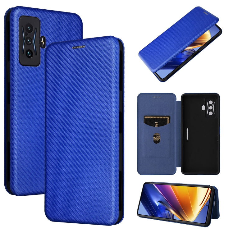 Custodia per telefono in pelle con vibrazione orizzontale magnetica in fibra di carbonio, For Xiaomi Poco F4 GT/Redmi K50 Gaming