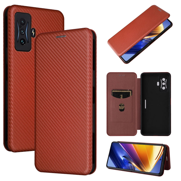Custodia per telefono in pelle con vibrazione orizzontale magnetica in fibra di carbonio, For Xiaomi Poco F4 GT/Redmi K50 Gaming