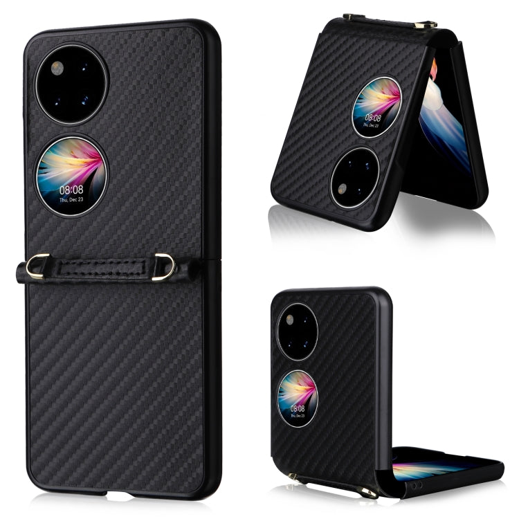 Custodia per telefono PU + TPU in fibra di carbonio, For Huawei P50 Pocket