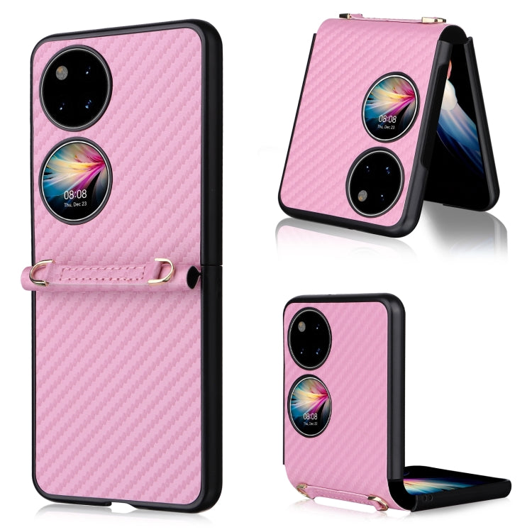 Custodia per telefono PU + TPU in fibra di carbonio, For Huawei P50 Pocket