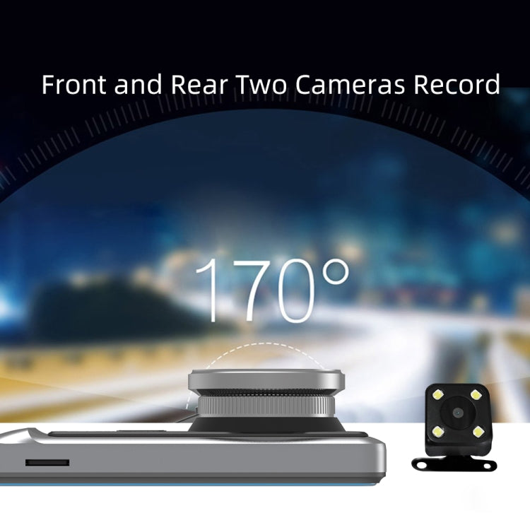 Anytek A60 Auto Schermo IPS da 4 pollici HD 1080P Registratore di guida ADAS con doppia fotocamera grandangolare da 170 gradi, A60