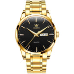 Orologio al quarzo con cinturino in acciaio luminoso impermeabile da uomo OLEVS 6898, Black Blue Steel, Gold Black, Gold Blue, Gold White, Black Steel