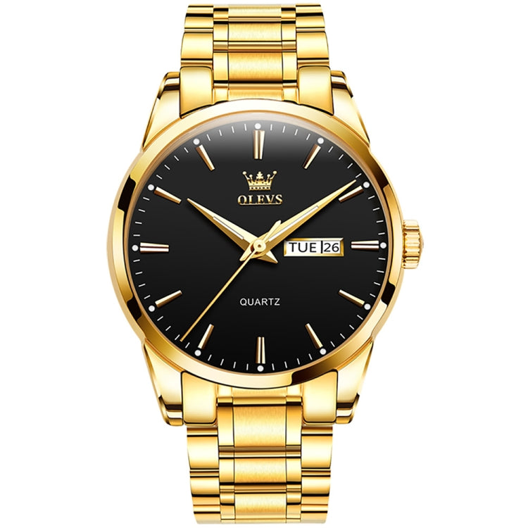 Orologio al quarzo con cinturino in acciaio luminoso impermeabile da uomo OLEVS 6898, Black Blue Steel, Gold Black, Gold Blue, Gold White, Black Steel