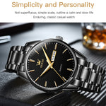 Orologio al quarzo con cinturino in acciaio luminoso impermeabile da uomo OLEVS 6898, Black Blue Steel, Gold Black, Gold Blue, Gold White, Black Steel