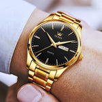 Orologio al quarzo con cinturino in acciaio luminoso impermeabile da uomo OLEVS 6898, Black Blue Steel, Gold Black, Gold Blue, Gold White, Black Steel