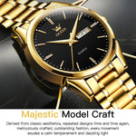 Orologio al quarzo con cinturino in acciaio luminoso impermeabile da uomo OLEVS 6898, Black Blue Steel, Gold Black, Gold Blue, Gold White, Black Steel