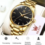 Orologio al quarzo con cinturino in acciaio luminoso impermeabile da uomo OLEVS 6898, Black Blue Steel, Gold Black, Gold Blue, Gold White, Black Steel