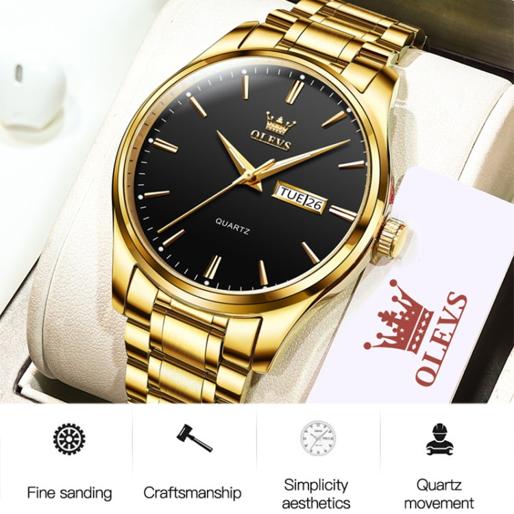 Orologio al quarzo con cinturino in acciaio luminoso impermeabile da uomo OLEVS 6898, Black Blue Steel, Gold Black, Gold Blue, Gold White, Black Steel