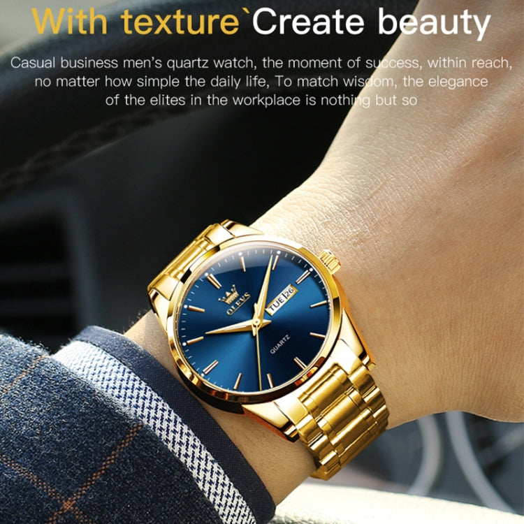Orologio al quarzo con cinturino in acciaio luminoso impermeabile da uomo OLEVS 6898, Black Blue Steel, Gold Black, Gold Blue, Gold White, Black Steel