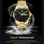 Orologio al quarzo con cinturino in acciaio luminoso impermeabile da uomo OLEVS 6898, Black Blue Steel, Gold Black, Gold Blue, Gold White, Black Steel