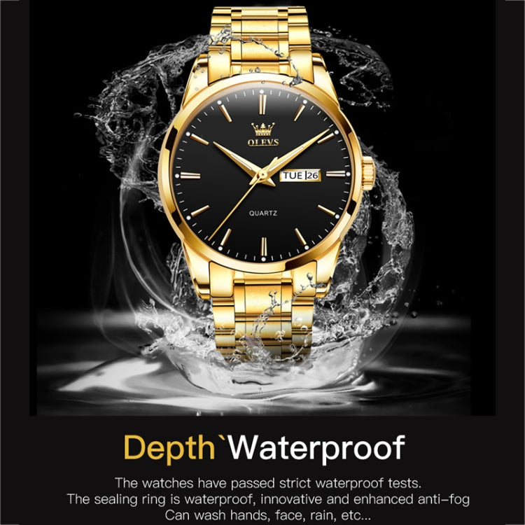 Orologio al quarzo con cinturino in acciaio luminoso impermeabile da uomo OLEVS 6898, Black Blue Steel, Gold Black, Gold Blue, Gold White, Black Steel
