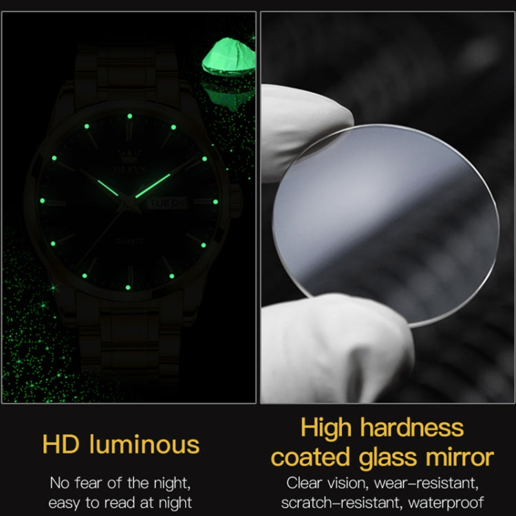Orologio al quarzo con cinturino in acciaio luminoso impermeabile da uomo OLEVS 6898, Black Blue Steel, Gold Black, Gold Blue, Gold White, Black Steel