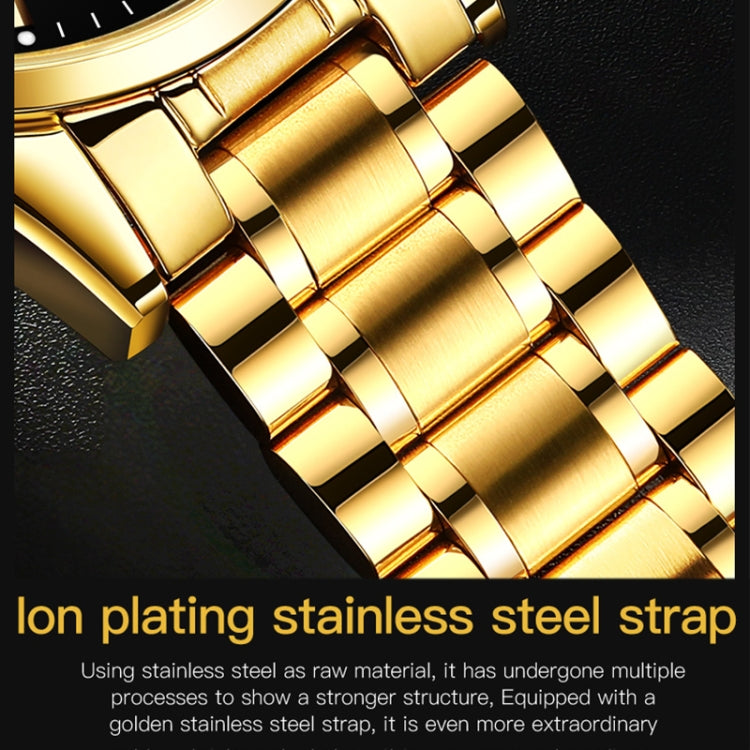 Orologio al quarzo con cinturino in acciaio luminoso impermeabile da uomo OLEVS 6898, Black Blue Steel, Gold Black, Gold Blue, Gold White, Black Steel