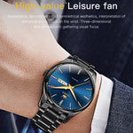 Orologio al quarzo con cinturino in acciaio luminoso impermeabile da uomo OLEVS 6898, Black Blue Steel, Gold Black, Gold Blue, Gold White, Black Steel
