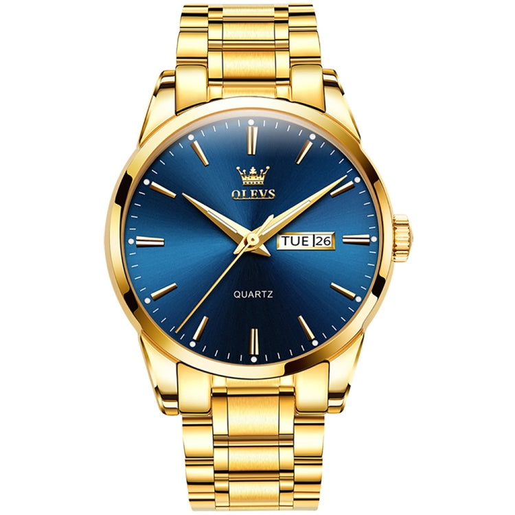 Orologio al quarzo con cinturino in acciaio luminoso impermeabile da uomo OLEVS 6898, Black Blue Steel, Gold Black, Gold Blue, Gold White, Black Steel