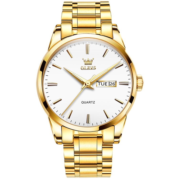 Orologio al quarzo con cinturino in acciaio luminoso impermeabile da uomo OLEVS 6898, Black Blue Steel, Gold Black, Gold Blue, Gold White, Black Steel