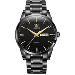 Orologio al quarzo con cinturino in acciaio luminoso impermeabile da uomo OLEVS 6898, Black Blue Steel, Gold Black, Gold Blue, Gold White, Black Steel