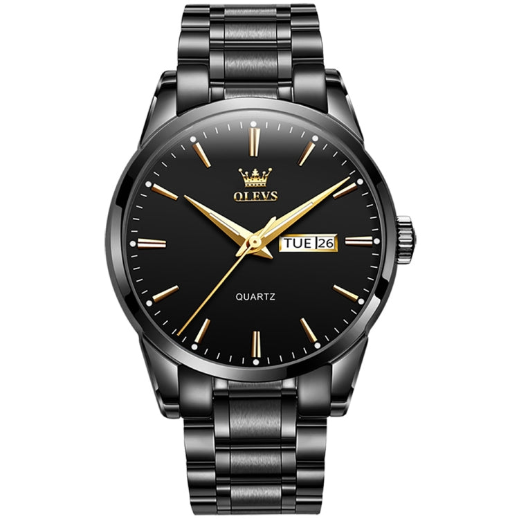 Orologio al quarzo con cinturino in acciaio luminoso impermeabile da uomo OLEVS 6898, Black Blue Steel, Gold Black, Gold Blue, Gold White, Black Steel