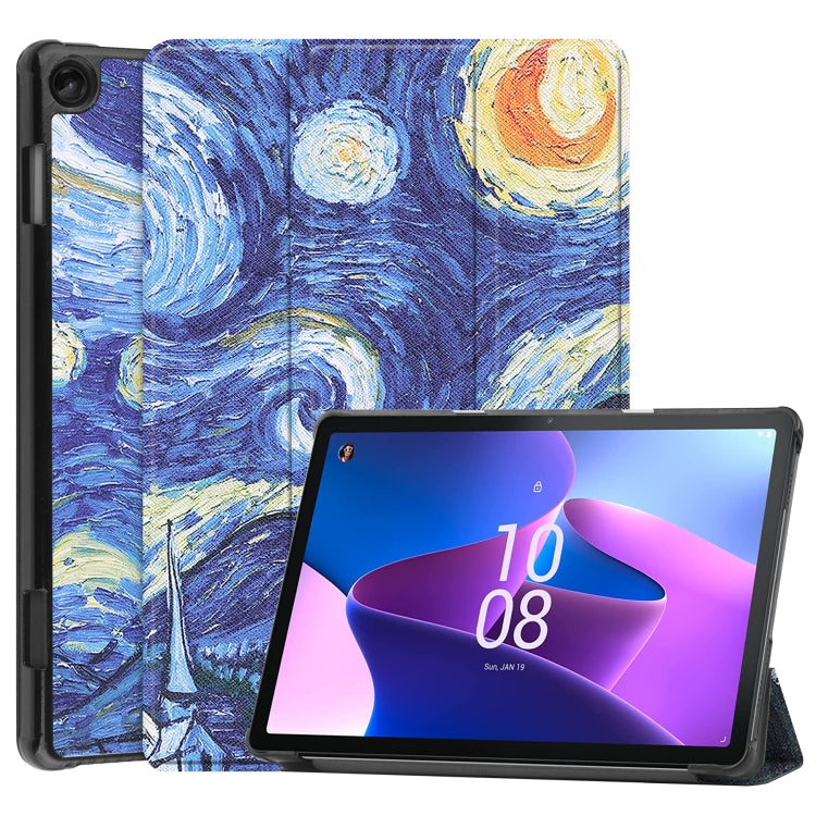 Custodia per tablet in pelle intelligente con supporto a 3 pieghe dipinto da Custer, For Amazon Kindle Fire 7 2022, For Lenovo Tab M10 3rd Gen