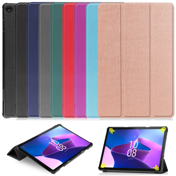 Custodia per tablet in pelle intelligente con supporto a 3 pieghe Custer Pure Color, For Amazon Kindle Fire 7 2022, For Lenovo Tab M10 3rd Gen / TB328FU