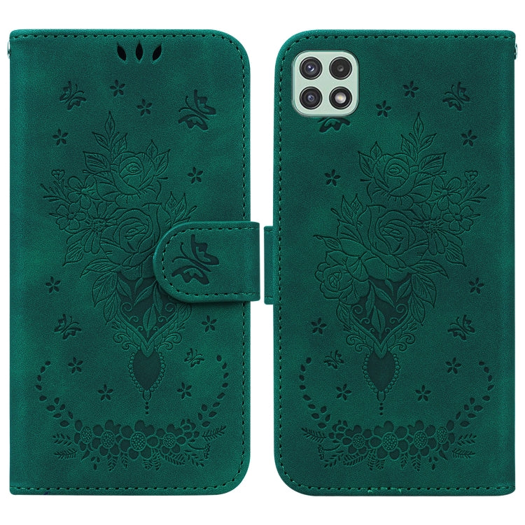 Custodia per telefono in pelle goffrata farfalla rosa, For Samsung Galaxy A22 5G, For Samsung Galaxy A03 166mm, For Samsung Galaxy A03 Core, For Samsung Galaxy A10 / M10