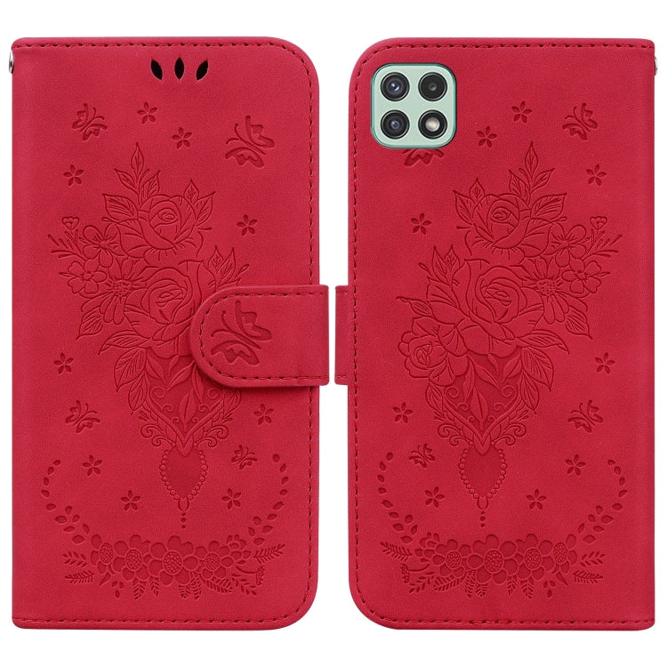 Custodia per telefono in pelle goffrata farfalla rosa, For Samsung Galaxy A22 5G, For Samsung Galaxy A03 166mm, For Samsung Galaxy A03 Core, For Samsung Galaxy A10 / M10