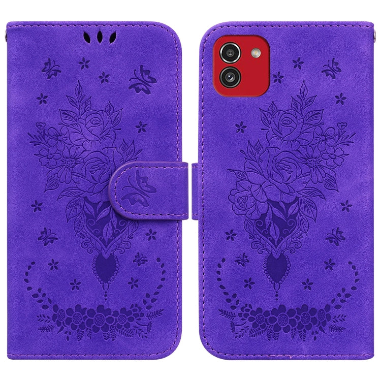 Custodia per telefono in pelle goffrata farfalla rosa, For Samsung Galaxy A22 5G, For Samsung Galaxy A03 166mm, For Samsung Galaxy A03 Core, For Samsung Galaxy A10 / M10