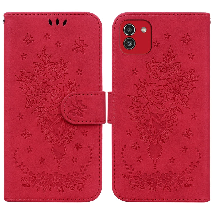 Custodia per telefono in pelle goffrata farfalla rosa, For Samsung Galaxy A22 5G, For Samsung Galaxy A03 166mm, For Samsung Galaxy A03 Core, For Samsung Galaxy A10 / M10