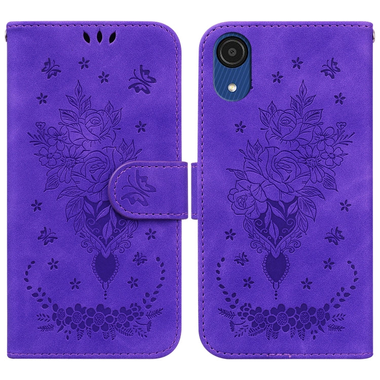 Custodia per telefono in pelle goffrata farfalla rosa, For Samsung Galaxy A22 5G, For Samsung Galaxy A03 166mm, For Samsung Galaxy A03 Core, For Samsung Galaxy A10 / M10