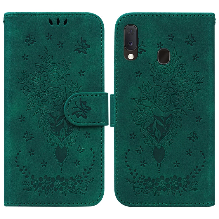 Custodia per telefono in pelle goffrata farfalla rosa, For Samsung Galaxy A10e / A20e, For Samsung Galaxy A13 4G, For Samsung Galaxy A20 / A30, For Samsung Galaxy A33 5G