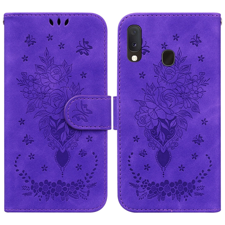 Custodia per telefono in pelle goffrata farfalla rosa, For Samsung Galaxy A10e / A20e, For Samsung Galaxy A13 4G, For Samsung Galaxy A20 / A30, For Samsung Galaxy A33 5G