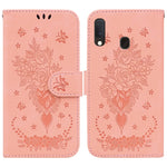 Custodia per telefono in pelle goffrata farfalla rosa, For Samsung Galaxy A10e / A20e, For Samsung Galaxy A13 4G, For Samsung Galaxy A20 / A30, For Samsung Galaxy A33 5G