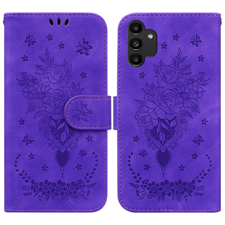 Custodia per telefono in pelle goffrata farfalla rosa, For Samsung Galaxy A10e / A20e, For Samsung Galaxy A13 4G, For Samsung Galaxy A20 / A30, For Samsung Galaxy A33 5G