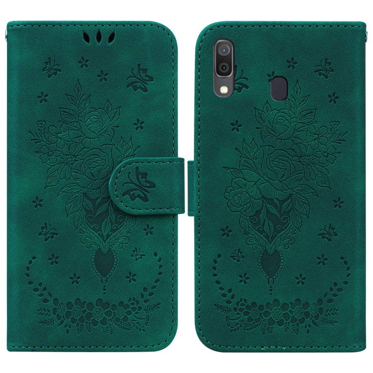 Custodia per telefono in pelle goffrata farfalla rosa, For Samsung Galaxy A10e / A20e, For Samsung Galaxy A13 4G, For Samsung Galaxy A20 / A30, For Samsung Galaxy A33 5G