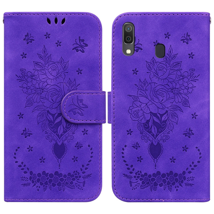 Custodia per telefono in pelle goffrata farfalla rosa, For Samsung Galaxy A10e / A20e, For Samsung Galaxy A13 4G, For Samsung Galaxy A20 / A30, For Samsung Galaxy A33 5G