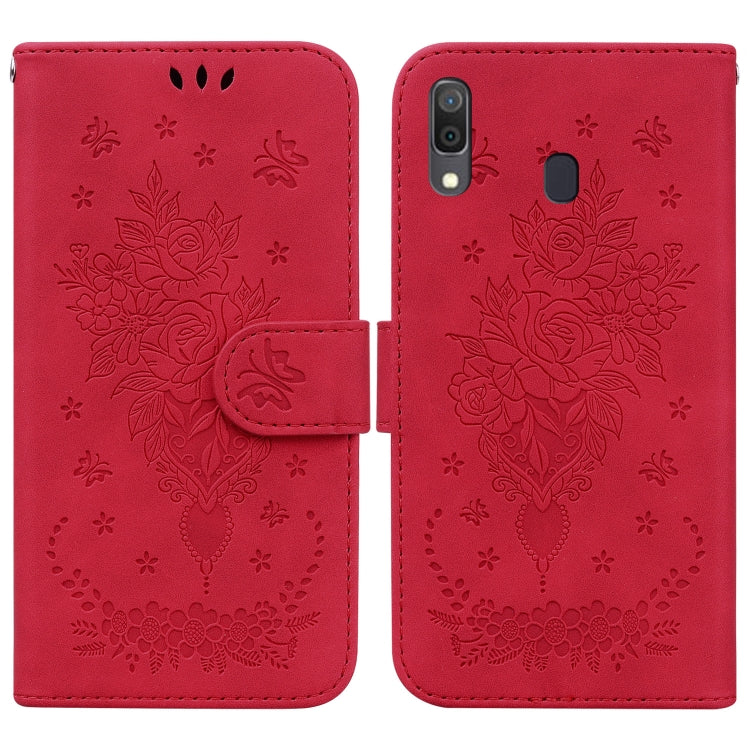 Custodia per telefono in pelle goffrata farfalla rosa, For Samsung Galaxy A10e / A20e, For Samsung Galaxy A13 4G, For Samsung Galaxy A20 / A30, For Samsung Galaxy A33 5G