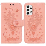 Custodia per telefono in pelle goffrata farfalla rosa, For Samsung Galaxy A10e / A20e, For Samsung Galaxy A13 4G, For Samsung Galaxy A20 / A30, For Samsung Galaxy A33 5G