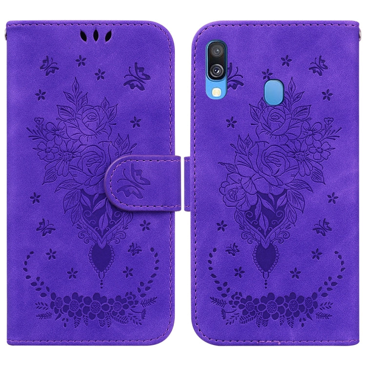 Custodia per telefono in pelle goffrata farfalla rosa, For Samsung Galaxy A40, For Samsung Galaxy A50 / A30s / A50s, For Samsung Galaxy A53 5G, For Samsung Galaxy A70 / A70s
