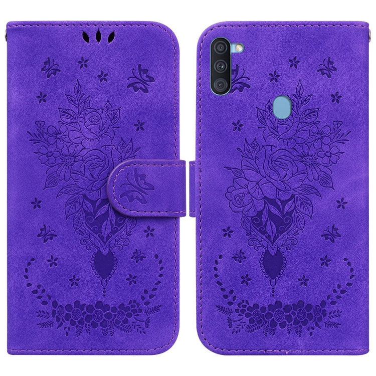 Custodia per telefono in pelle goffrata farfalla rosa, For Samsung Galaxy A73 5G, For Samsung Galaxy A11 / M11 EU Version, For Samsung Galaxy A41, For Samsung Galaxy A02s US Version