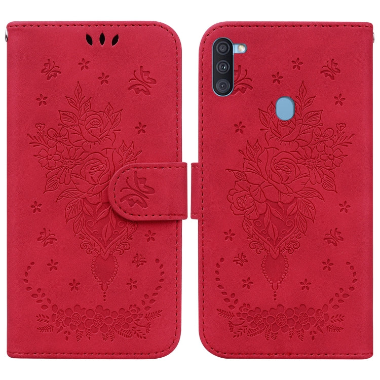 Custodia per telefono in pelle goffrata farfalla rosa, For Samsung Galaxy A73 5G, For Samsung Galaxy A11 / M11 EU Version, For Samsung Galaxy A41, For Samsung Galaxy A02s US Version